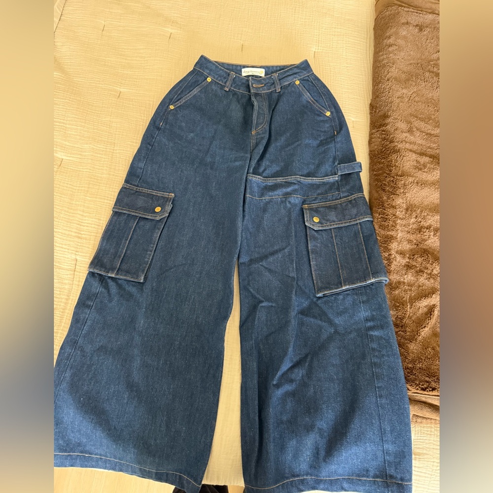 Heavy Manners wide Leg dark blue denim jeans size 25